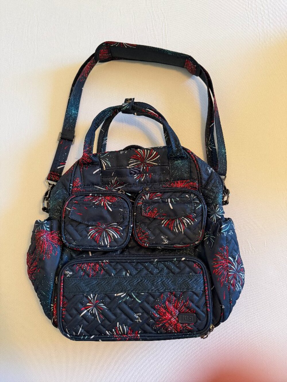 Lug Mini Puddle Jumper Tote Bag Crossbody Blue Fireworks Patriotic – Retired